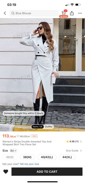 Compleu Shein cu fusta si sacou