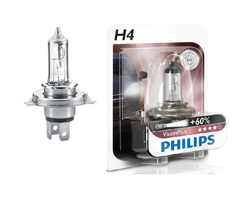 Bec H4 Philips 99ZS202P, 12V; 60/55W; VisionPlus; 60% mai usor; P43t; ECE, 1 buc.