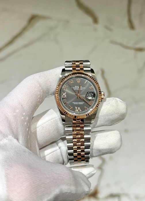 rolex datejust 36mm сребро злато