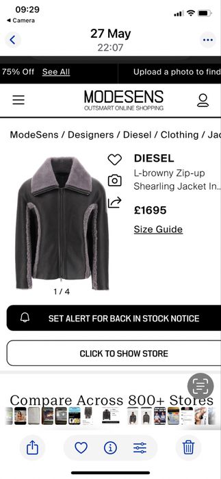 Diesel L-browny geaca pliele blana naturala