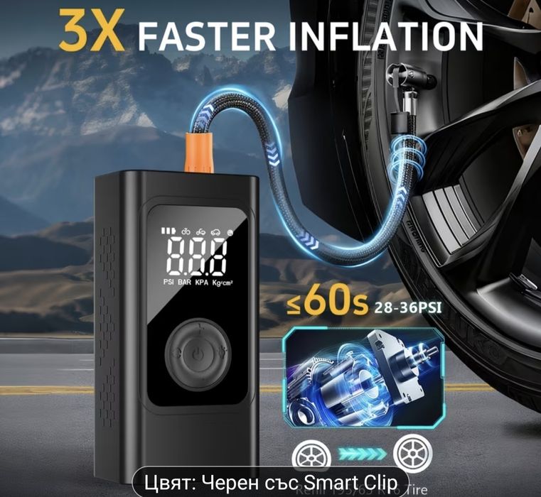 Преносим стартер за кола с компресор