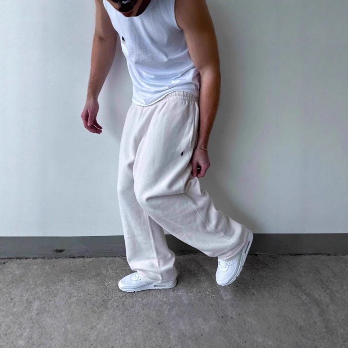 Широкие штаны Polo logo 2XL кремовые/белые полиэстер новые