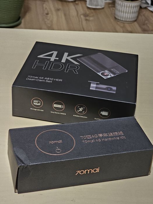 70mai Dash Cam A810 4K HDR Set complet – Nou, nefolosit, cu card 128GB