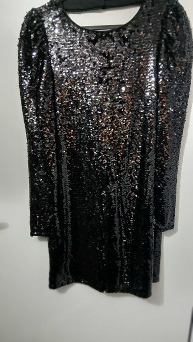 Ликвидация - рокля с пайети и дълги ръкави – AQUA, размер S