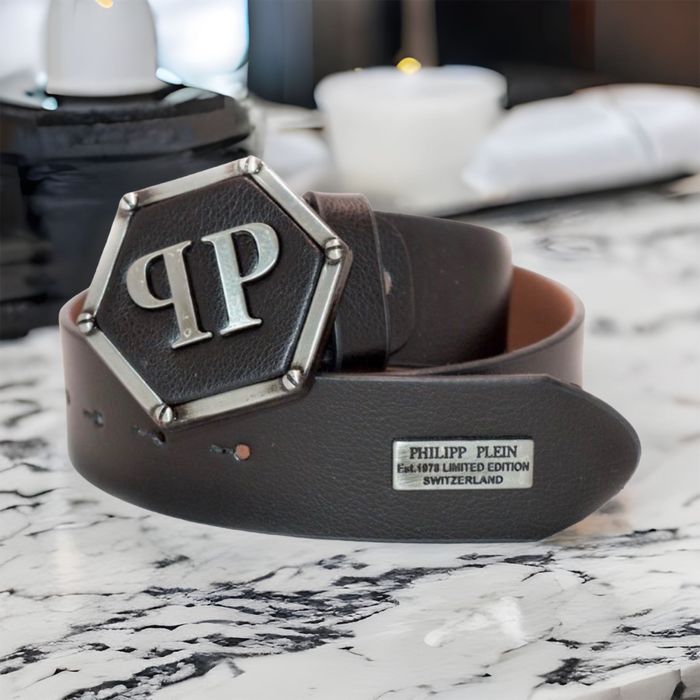 мъжки колан от естествена кожа с метална катарама Philip Pleinn