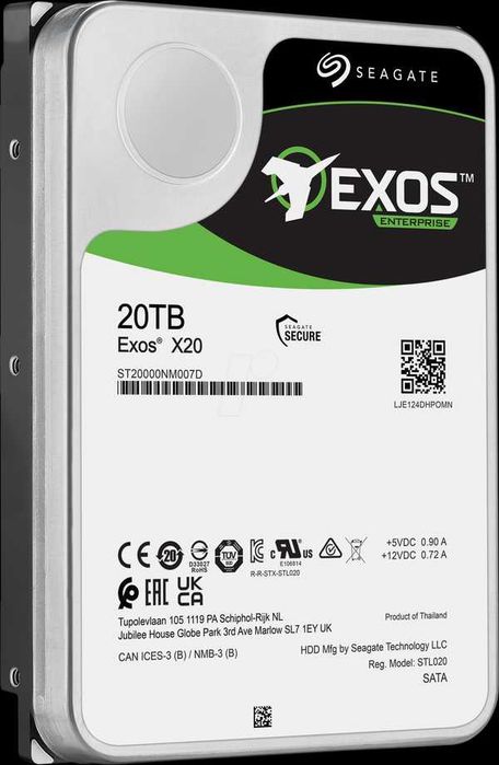 Хард диск Seagate Exos X20 20TB 7200 SATA 6Gb/s 3.5" Enterprise Hard Drive - ST20000NM007D
