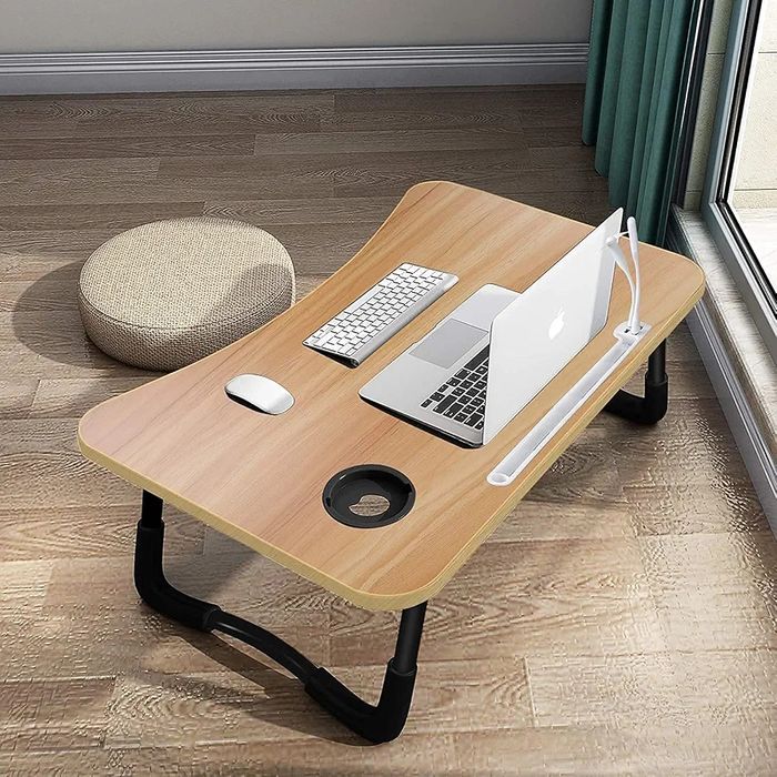 A3A ACADGQ Noptiera, Masuta pliabila pentru laptop cu 4 interfete USB, sertar, slot pentru pahare, suport tableta, birou pentru pat