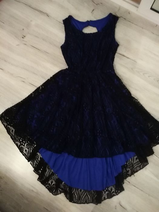 Rochie eleganta cu dantela neagra cu albastru