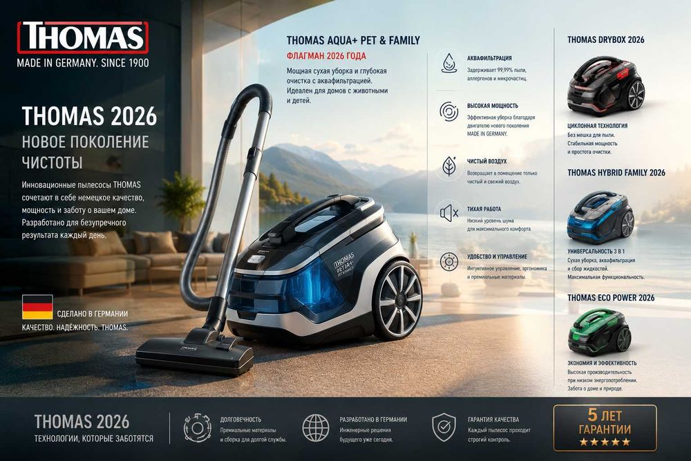 Пылесос Thomas новинки 2026 года Новое поколение чистоты