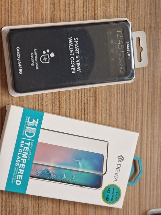 Husa Originala S-View+ Folie sticla Samsung Galaxy A42 5G Noua!Activa
