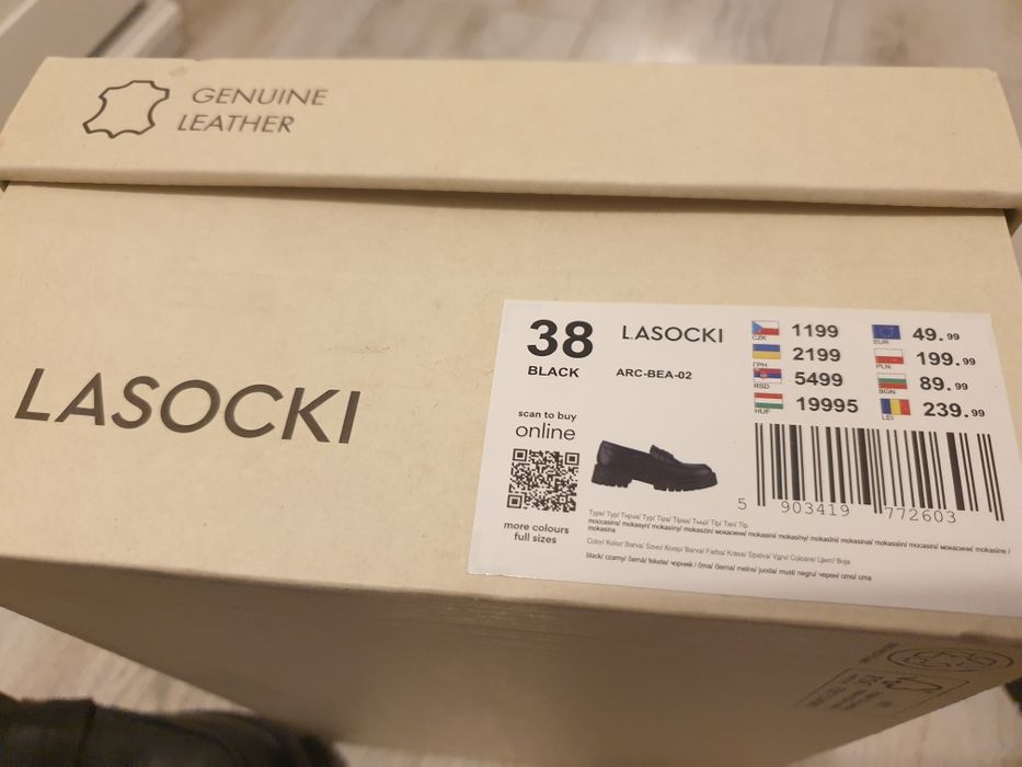 Mocasini/Pantofi negri noi piele naturala Lasocki