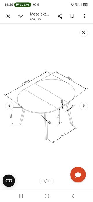 Masa extensibila RUBEN, casmir/stejar, PAL, 102/142x102x73 cm plus 3 scaune Jysk