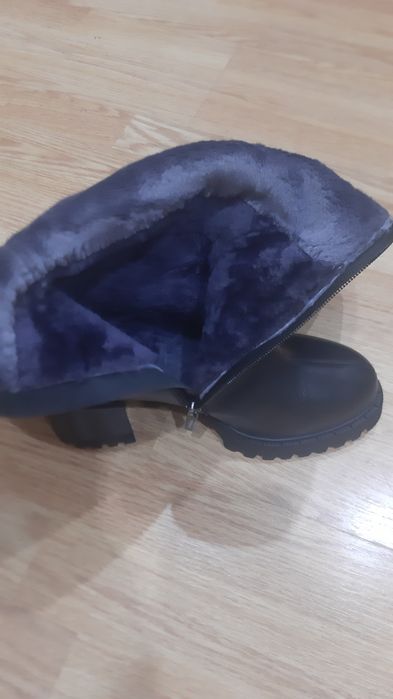 Кожаные зимние сапоги