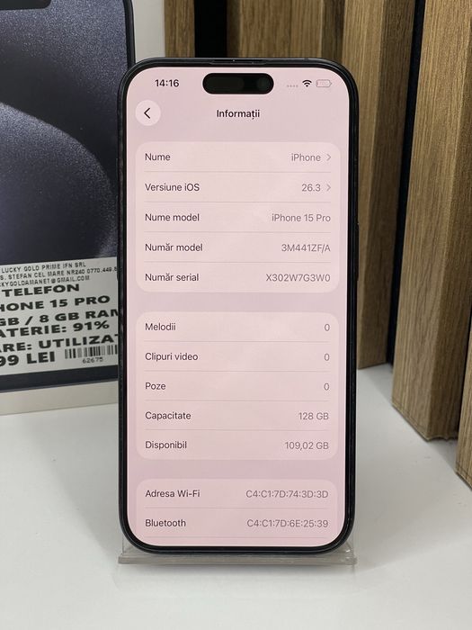 Iphone 15 Pro 128Gb 91% baterie Garantie/Factura #62675