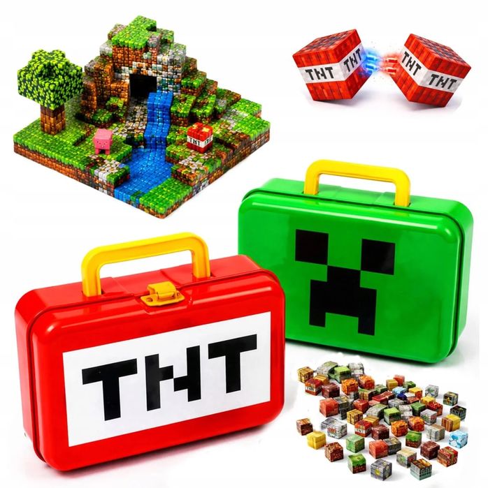 ПРОМО! Куфарче с 92 Магнитни кубчета Майнкрафт, Minecraft magnetic blocks