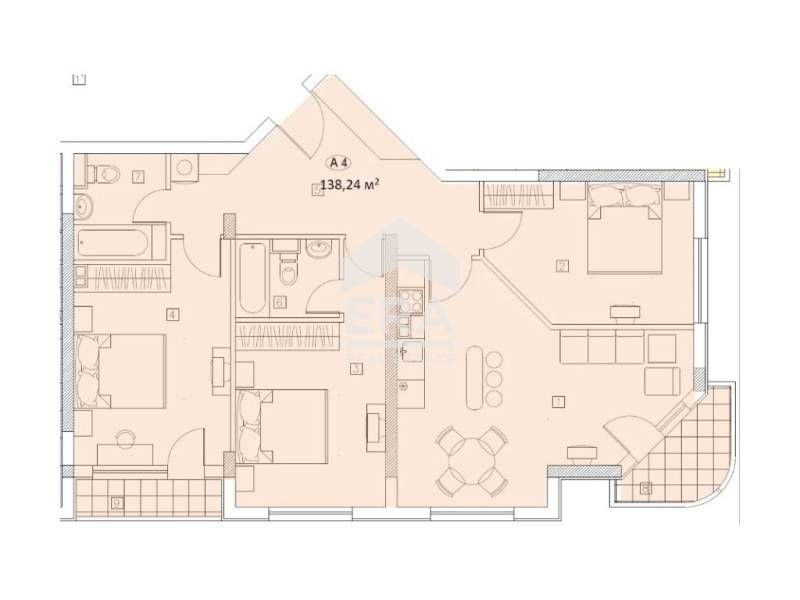 Слънчев четиристаен апартамент в емблематична нова сграда в Център