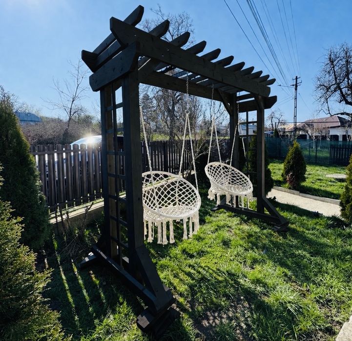 Leagan tip pergola negru mat