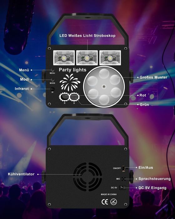 Lumină disco Vicalo LED cu telecomandă + control muzică, stroboscop