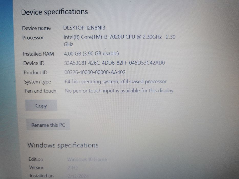 Laptop  Dell  i3 gen7