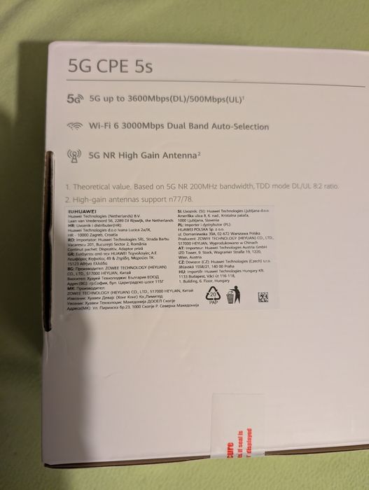 Nou Modem Huawei H153-381 5G Flybox 5G, Garanție