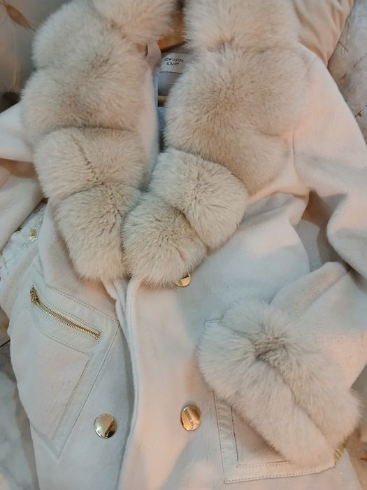 Палто естествен косъм лисица и алкантара