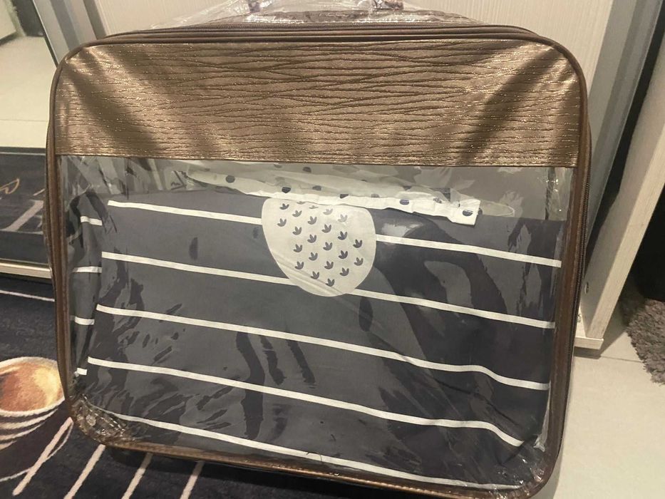 Set lenjerie pat dubla EnLora Home, bumbac, 220x200cm, gri/alb, 2 fete