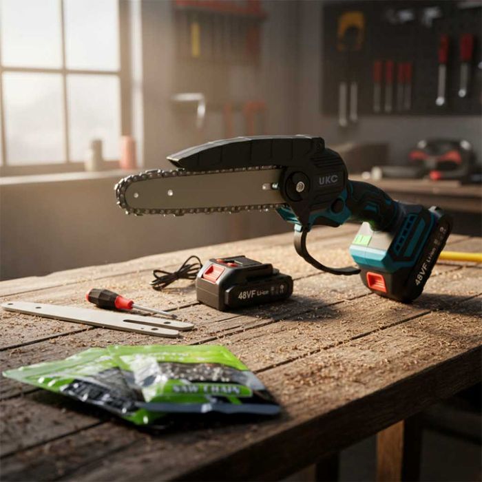 Акумулаторен трион за дърво и клони UKC 48V – 6″