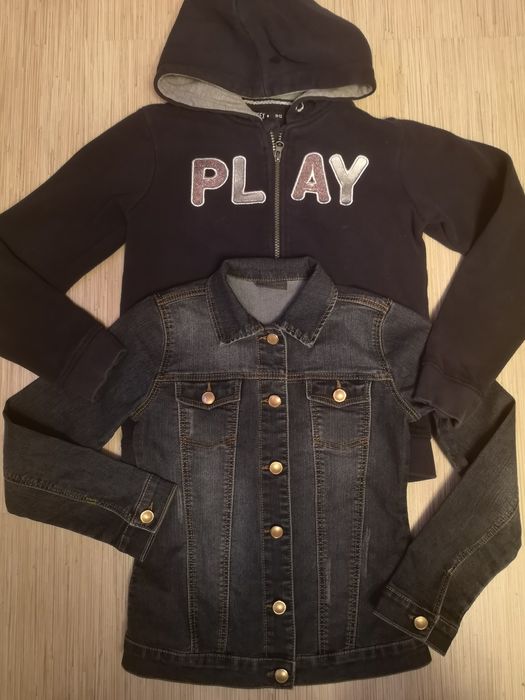 Geaca blugi, hanorac fermoar, fete, 9, 10, 11, 12 ani,  140 - 146- 152