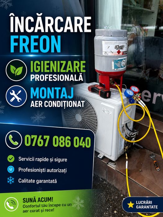 Încărcare Freon, Igienizare profesională și Montaj Aer Condiționat - Sună Acum
