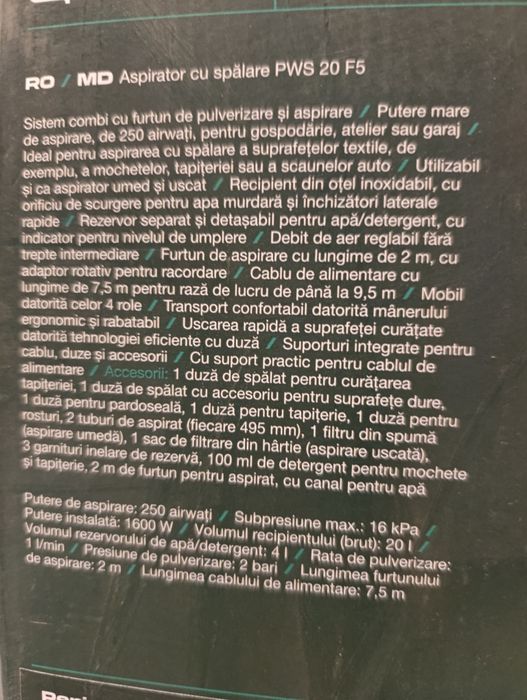 Aspirator Parkside injecție-extracție