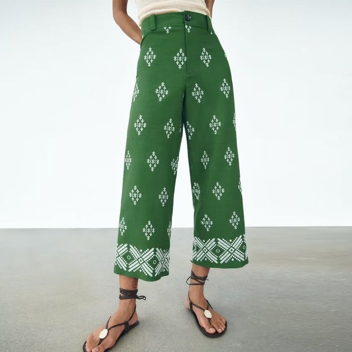 ZARA панталон широк крачол с бродерия р-р Л
