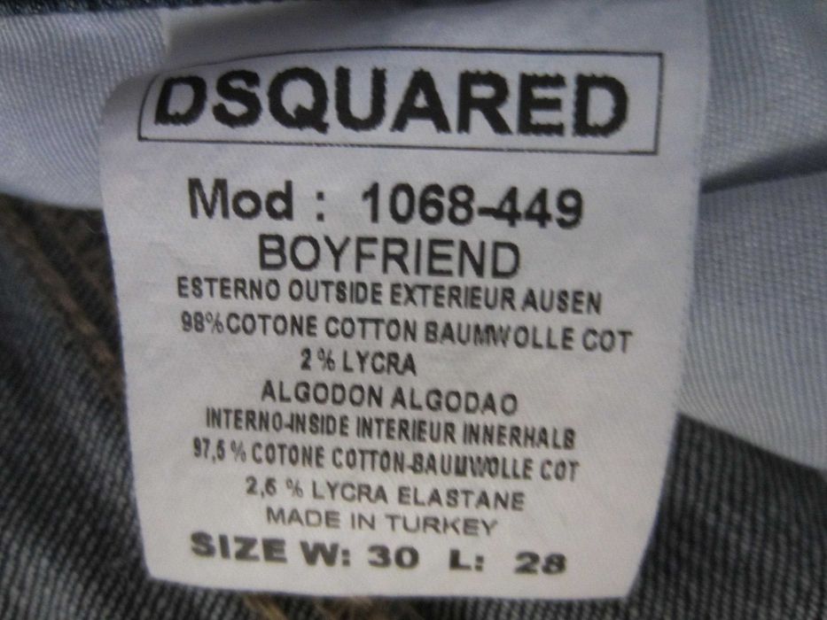 Blugi dama Dsquared2, masura W30 L28, Talie=86cm,model Boyfriend, croiala skinny, 98%Bumbac+2%Lycra, stare f. buna