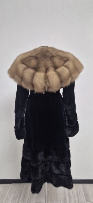 Норковая шуба капюшон Соболь