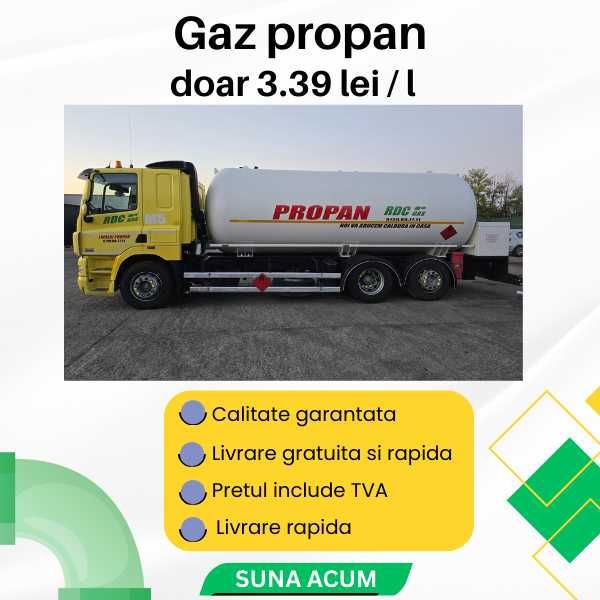 Oferta Gaz Propan Certificat la Doar 3.39 lei / litru!