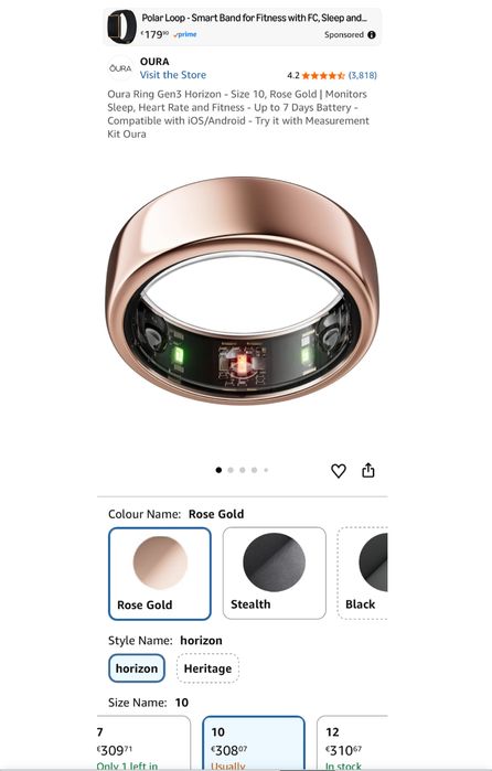 Oura ring 3, Horizon/ Rose Gold. Sigilat, transport inclus