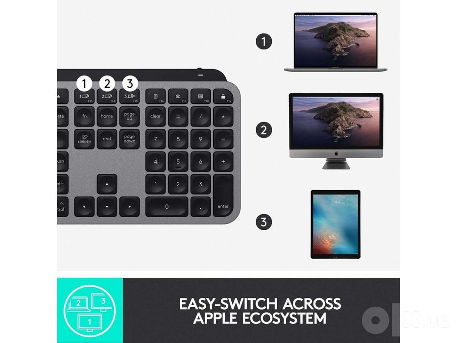 Logitech MX Keys for Mac - подсветка, Bluetooth, Space Grey