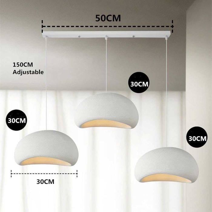Бял модерен полилей висяща облак 3 каменен скандинавски  Wabi-sabi