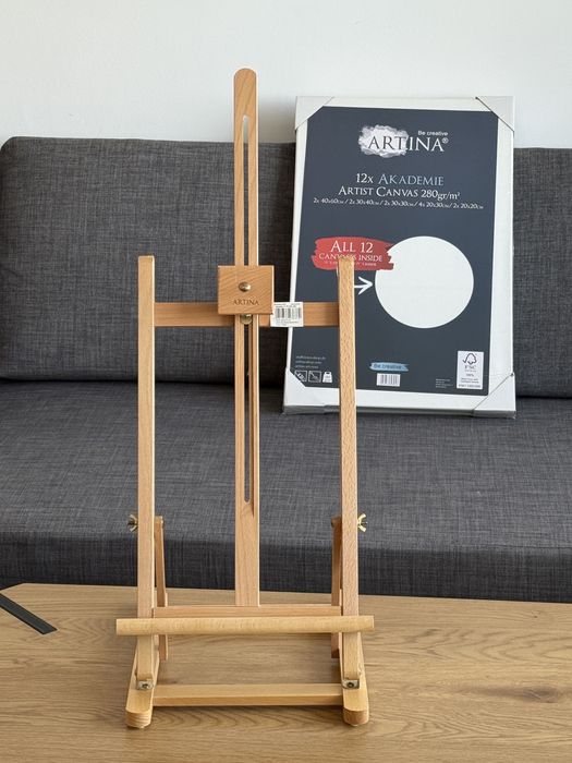 Чисто нов пълен комплект за рисуване Artina - четки, бои, статив