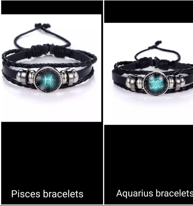 Кожена гривна с зодия фосфорна светеща