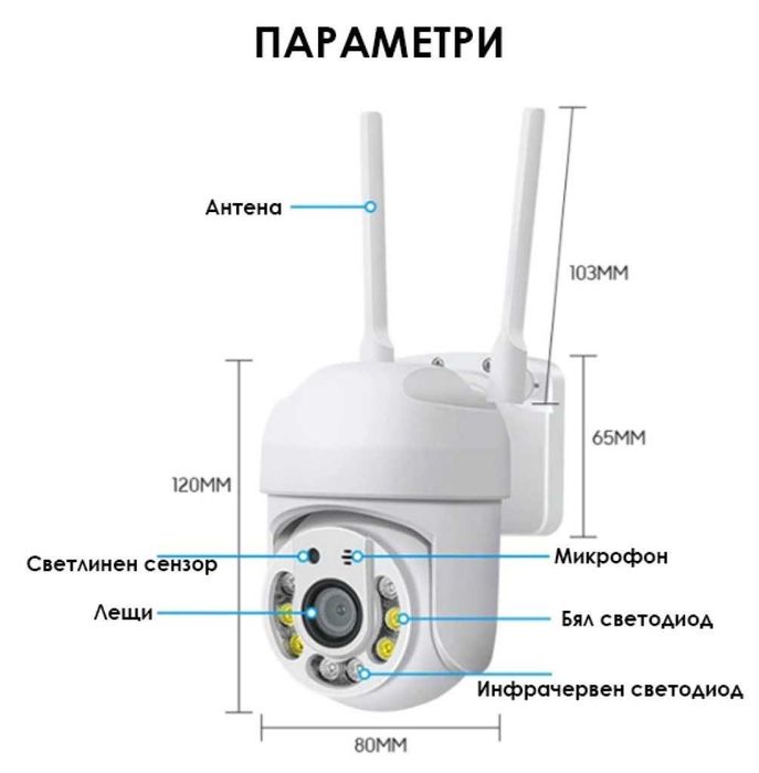 Wi Fi камера 1080P с връзка за PC, IOS, Android и нощен запис /Резолюц
