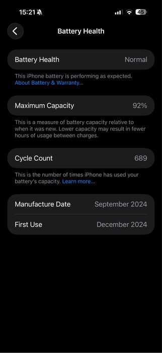 Iphone 16 Pro Max, остатъчна гаранция, ESIM