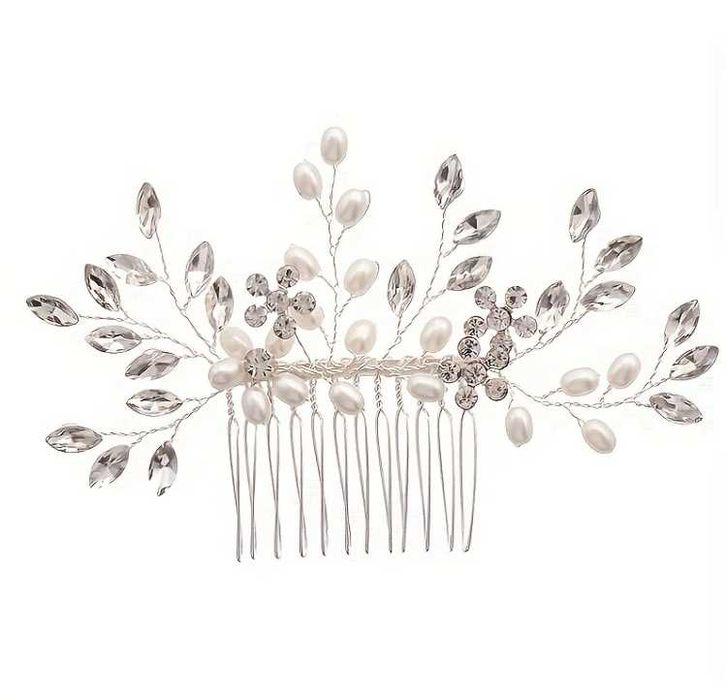 Булчински аксесоар гребен за коса – с перли и кристали, за бал, сватба