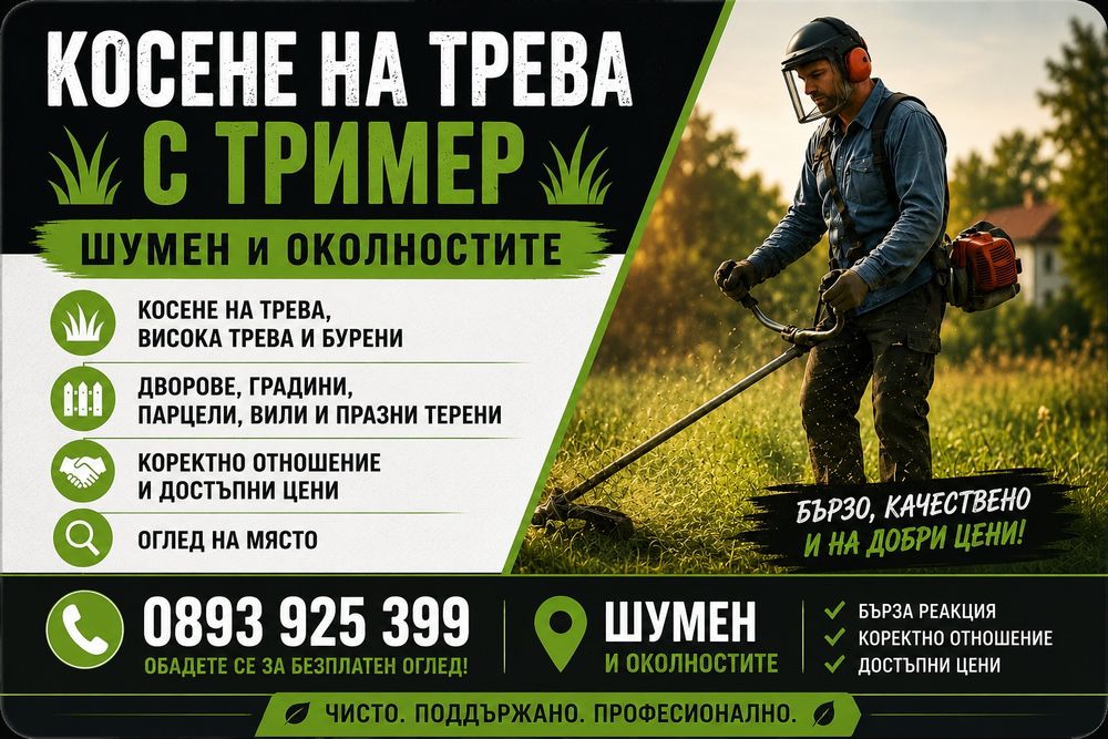 Предлагам косене на трева с бензинова косачка