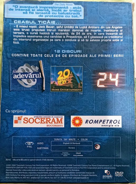 Serial „24” – Sezonul 1 complet (12 DVD-uri) – ediție originală