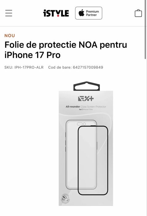 iSTYLE  Folie de protectie NOA pentru iPhone 17 Pro