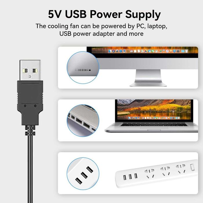 ELUTENG Ventilator USB dual 2in1 140mm 5V,3 viteze reglabile,carcasa