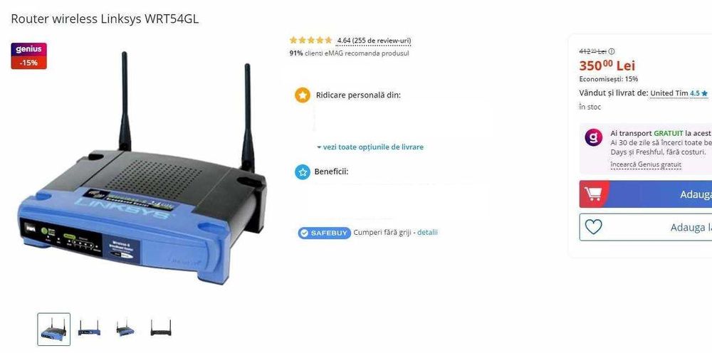 Router wireless Linksys WRT54GL