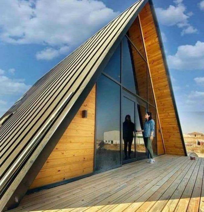 Cabana stil A-Frame si Case din structura de lemn la comanda