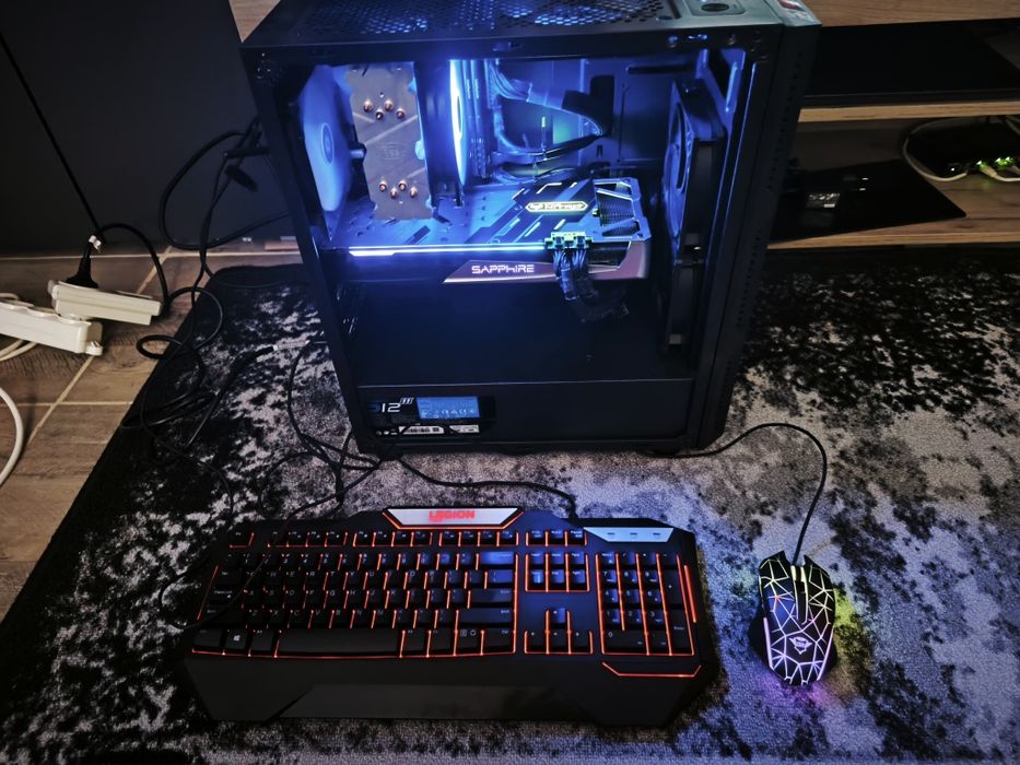 PC gaming complet Intel  I5-10400 6c12th, 16gb ddr4, nvme512gb+ssd512gb+hdd2tb, RX5700xt cu monitor și periferice