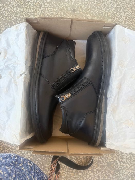 Черни кожени боти с топъл хастар 45 мъжки